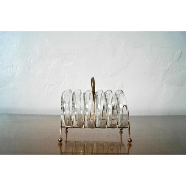 Mid-Century Modern 1960’s Hollywood Regency Brass & Glass Coasters For Sale - Image 3 of 11