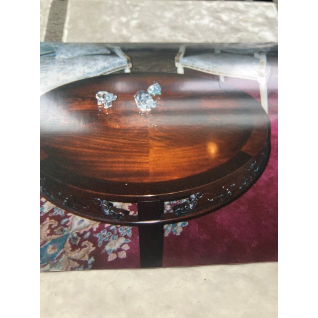 Antique 19th century mahogany coffee table. Large round coffee table 4 legs inlaid open cut intricate work on the sides....