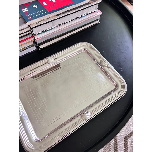 Metal Vintage Towle Silverplate Seashell Art Deco Coastal Tray For Sale - Image 7 of 16