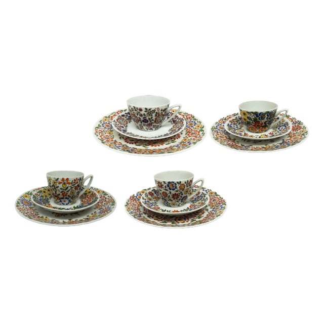 Hand-Painted Saucers from Karolina Factory, Poland, 1970s, Set of 4, Set of 4 For Sale