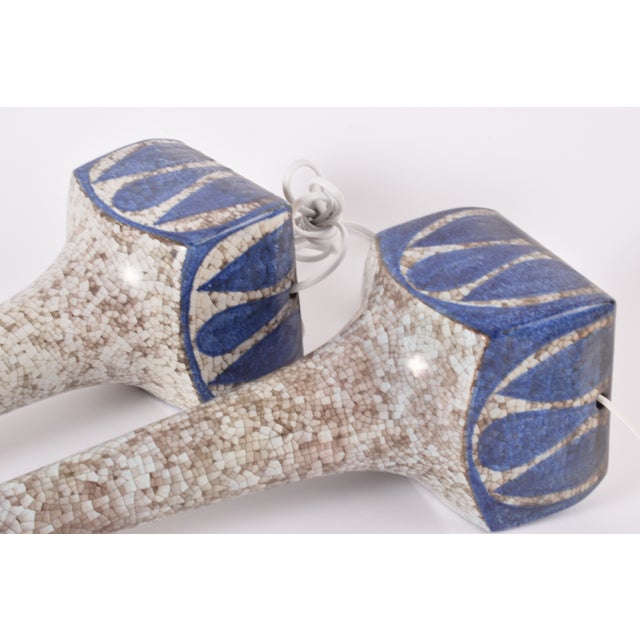 Danish Table Lamps in Blue Glaze by Marianne Starck for MA&S 1960s, Set of 2 For Sale - Image 11 of 15