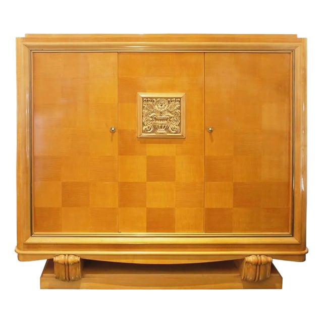 1930s French Art Deco Sycamore Cabinet Attributed to Jean Desnos For Sale
