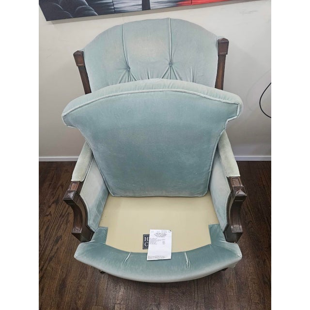 Hickory Chair Furniture Company Vintage Hickory Chair Tufted Velvet Armchair (Model 986-88) - Light Blue For Sale - Image 4 of 8