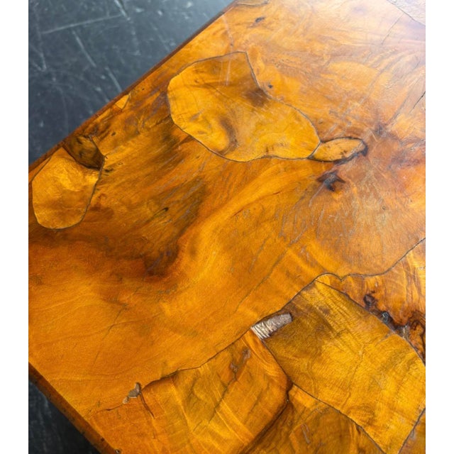Wood Lj Newton Italian Burl Coffee Table on Casters For Sale - Image 7 of 12