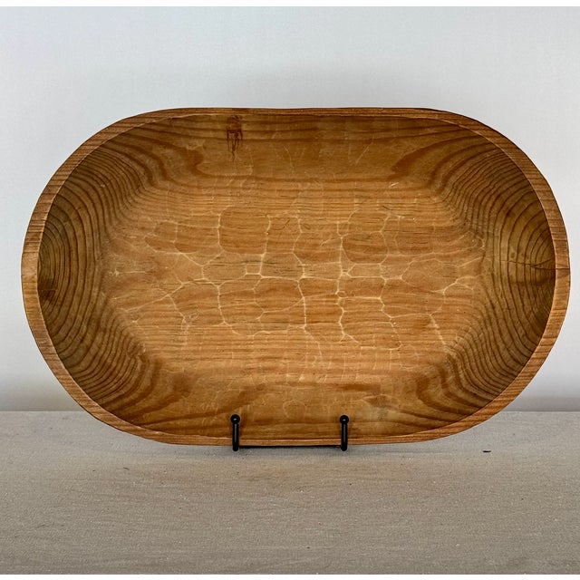 1900s Antique Hand Carved Oval Bowl, 18.5 w x 11.5 d x 3 h. great patina, perfect for rectangular coffee table, dining...
