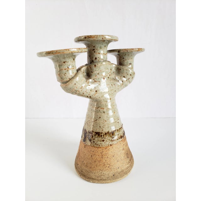 Mid-Century Modern Mid Century Modern Studio Pottery Ceramic Candle Holder For Sale - Image 3 of 12