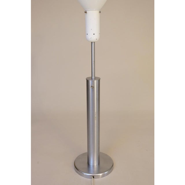 1950s Walter Von Nessen Streamline Mid Modern Brush Stainless Steel Table Lamp For Sale - Image 9 of 9