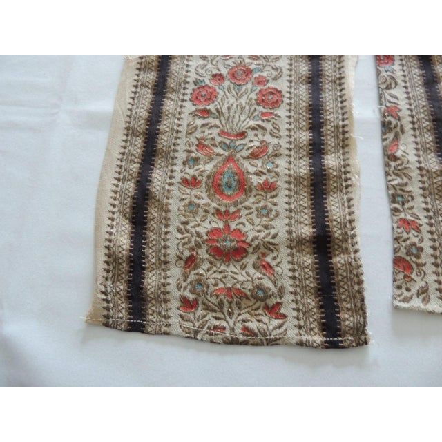 Persian Antique Orange and Brown Silk and Metallic Threads Embroidered Textiles Fragments - Set of 3 For Sale - Image 3 of 5