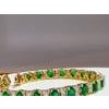 12 Carat Natural Emerald & 2.8 Carat Diamond Tennis Bracelet 14 Kt Yellow Gold For Sale - Image 16 of 18