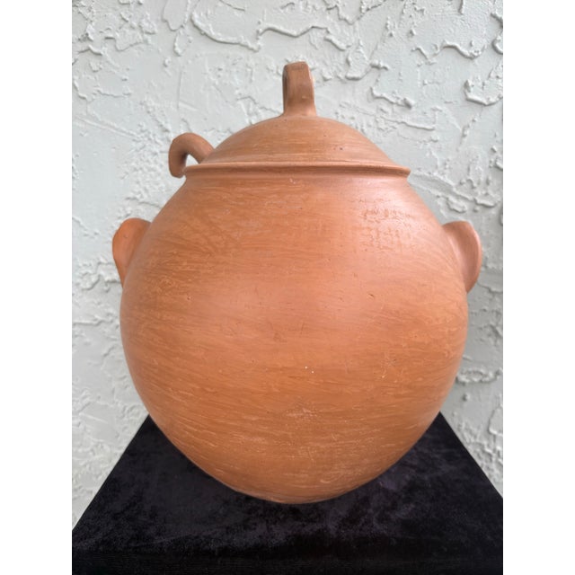 Spanish Large Rustic Mediterranean Terracotta Lidded Vessel With Ladle – Spanish Colonial Style For Sale - Image 3 of 12