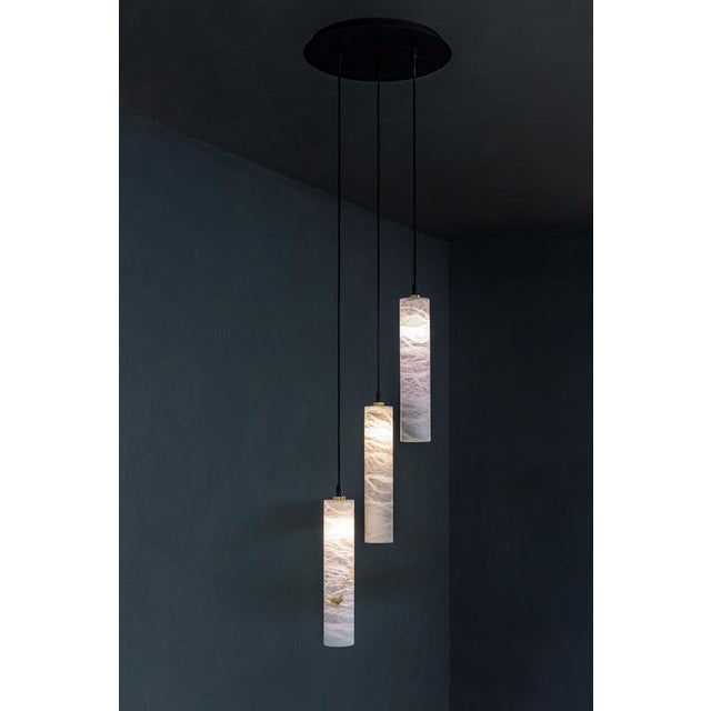 Metal Tubular Bells Pendant Lamp by United Alabaster For Sale - Image 7 of 13