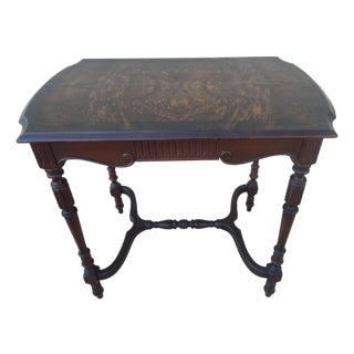 Mahogany & Inlaid Burlwood Side Table For Sale
