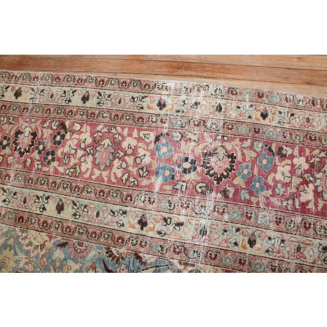 Antique Zabihi Collection Worn Persian Meshed Rug For Sale - Image 4 of 12