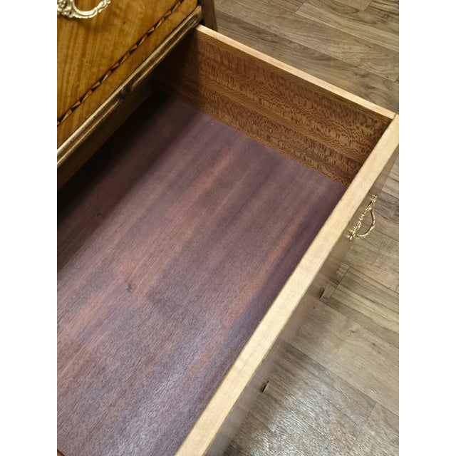 Stunning Antique Chevron & Burl Marquetry Inlaid Commode Chest of Drawers For Sale - Image 11 of 12