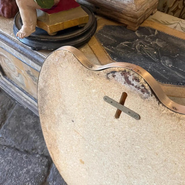 1950s Gio Ponti Style Mid-Century Modern Solid Brass Heart Shaped Wall Mirror For Sale - Image 11 of 14
