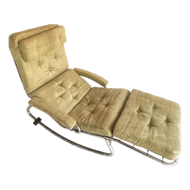 Vintage Recliner with Tubular Steel Frame, 1970s For Sale