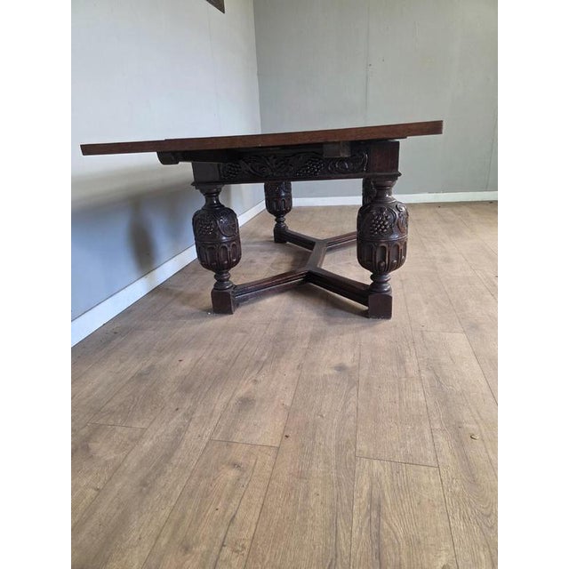 Brown Large Antique Elizabethan Style Oak Extending Table For Sale - Image 8 of 9