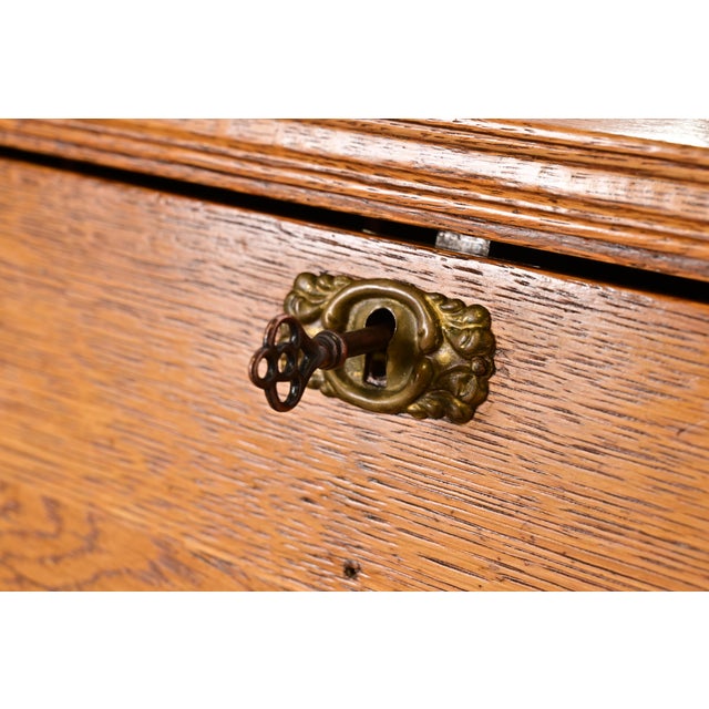 Brown Stickley Brothers Style Antique Mission Oak Arts & Crafts Drop Front Secretary Desk, Circa 1900 For Sale - Image 8 of 15