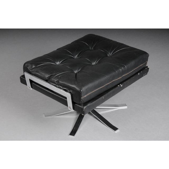 Set of Vintage Lounge Chair and Ottoman in Black Leather by Arne Norell, 1960s For Sale - Image 18 of 18