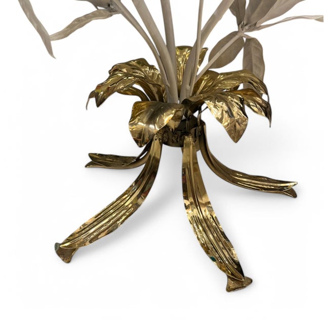 1950s Lacquered Metal Floor Lamps with White and Gold Magnolias by Hans Kögl, 1950s For Sale - Image 5 of 8