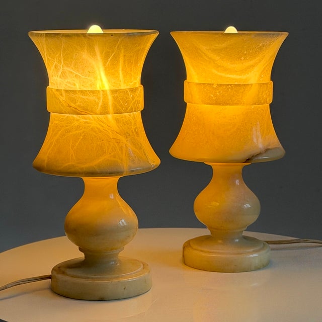 Vintage Alabaster Lamps, 1960s, Set of 2 For Sale - Image 4 of 14