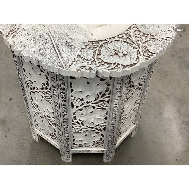 Wood Moroccan Carved & Painted Table For Sale - Image 7 of 8