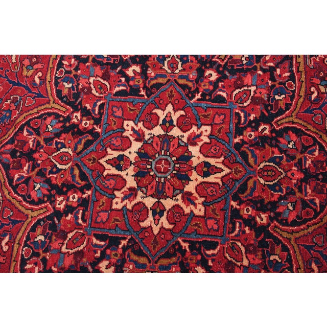 1960s Vintage Persian Handmade Wool Cotton Red Area Rug For Sale - Image 9 of 11