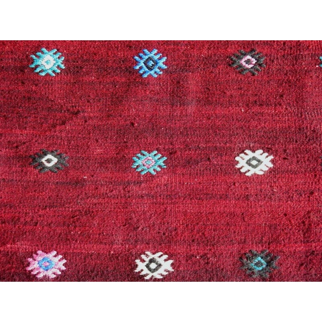 Raspberry Red 1960s Red Turkish Kilim Rug - 70"x148" For Sale - Image 8 of 12