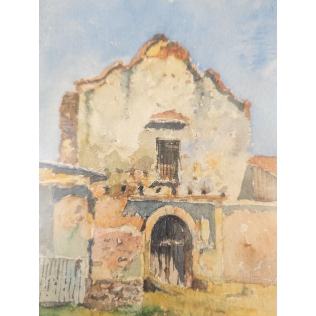 Brown 19th Century American Southwestern Watercolor Painting of San Diego California Mission For Sale - Image 8 of 14