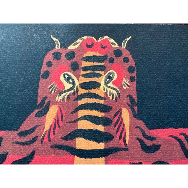 Striking black, red, and orange tiger by UK artist Tabby Booth. A studio-issued giclee of her original painting, on...