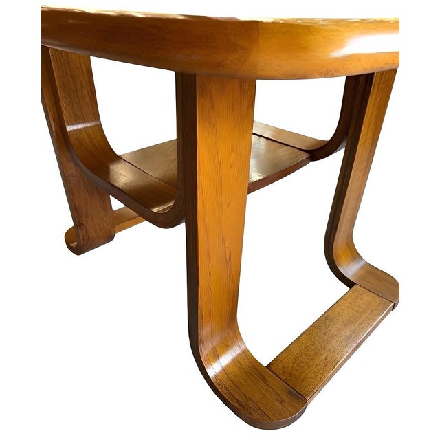 Brown 70's MCM Mersman Oak Smoked Glass End Table For Sale - Image 8 of 14