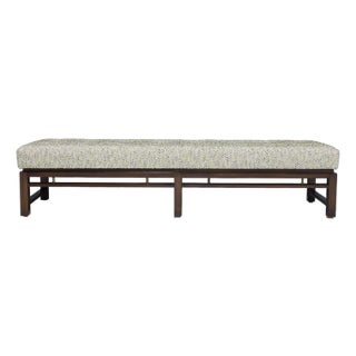 Mid-20th Century Bench Attributed to Edward Wormley for Dunbar in Mahogany With Bouclé Upholstery For Sale
