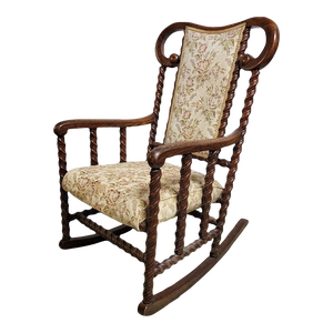 English Barley Twist Oak Rocking Chair