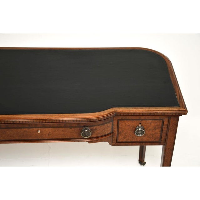 Wood Antique Edwardian Inlaid Walnut Desk, 1900s For Sale - Image 7 of 13