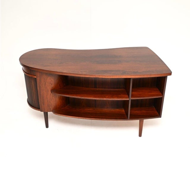Brown Vintage Danish Carved Boomerang Desk from Feldballes Møbelfabrik, 1950 For Sale - Image 8 of 11