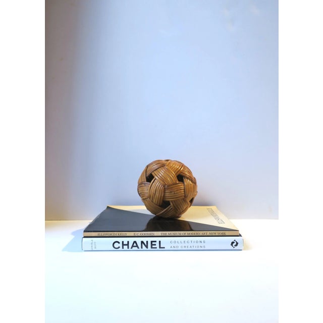 Wicker Rattan Ball Sphere Decorative Object Chinoiserie Style For Sale - Image 4 of 11