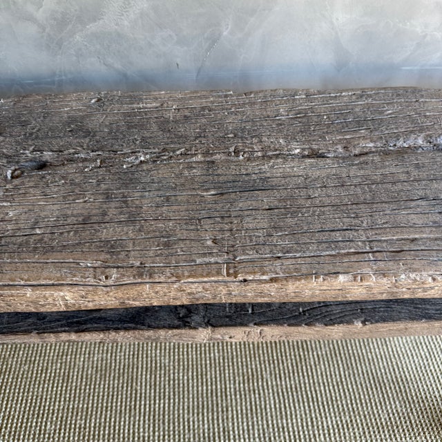 Late 20th Century Vintage Elm Wood Console Table For Sale - Image 5 of 13