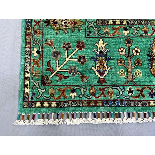 Turquoise Sultani Persian-Inspired Floral Rug, 5'8" X 8'2" For Sale - Image 13 of 14