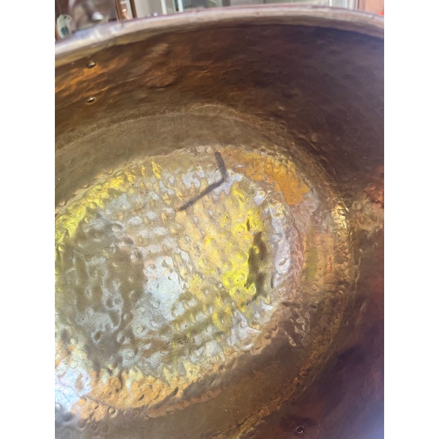 Mid 20th Century Large Sold Brass Decorative Basket With Tassel Accents and Movable Handle For Sale - Image 12 of 12