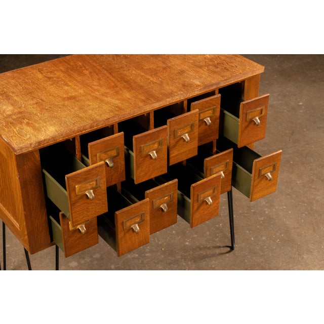 Vintage Card Catalog With Hairpin Legs For Sale In Chicago - Image 6 of 11
