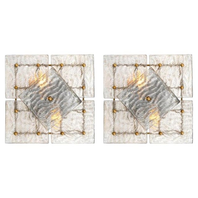 Geometric Wall Lamps in Brass and Handblown Glass, Set of 2 For Sale - Image 8 of 8