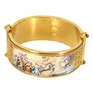 19th Century 15k Yellow Gold Micro-Mosaic Bracelet of "Apollo Driving the Chariot of the Sun" For Sale
