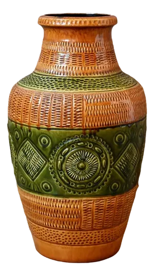 Large Floor Vase with Ethnic Decorations from Bay Keramik, 1960s