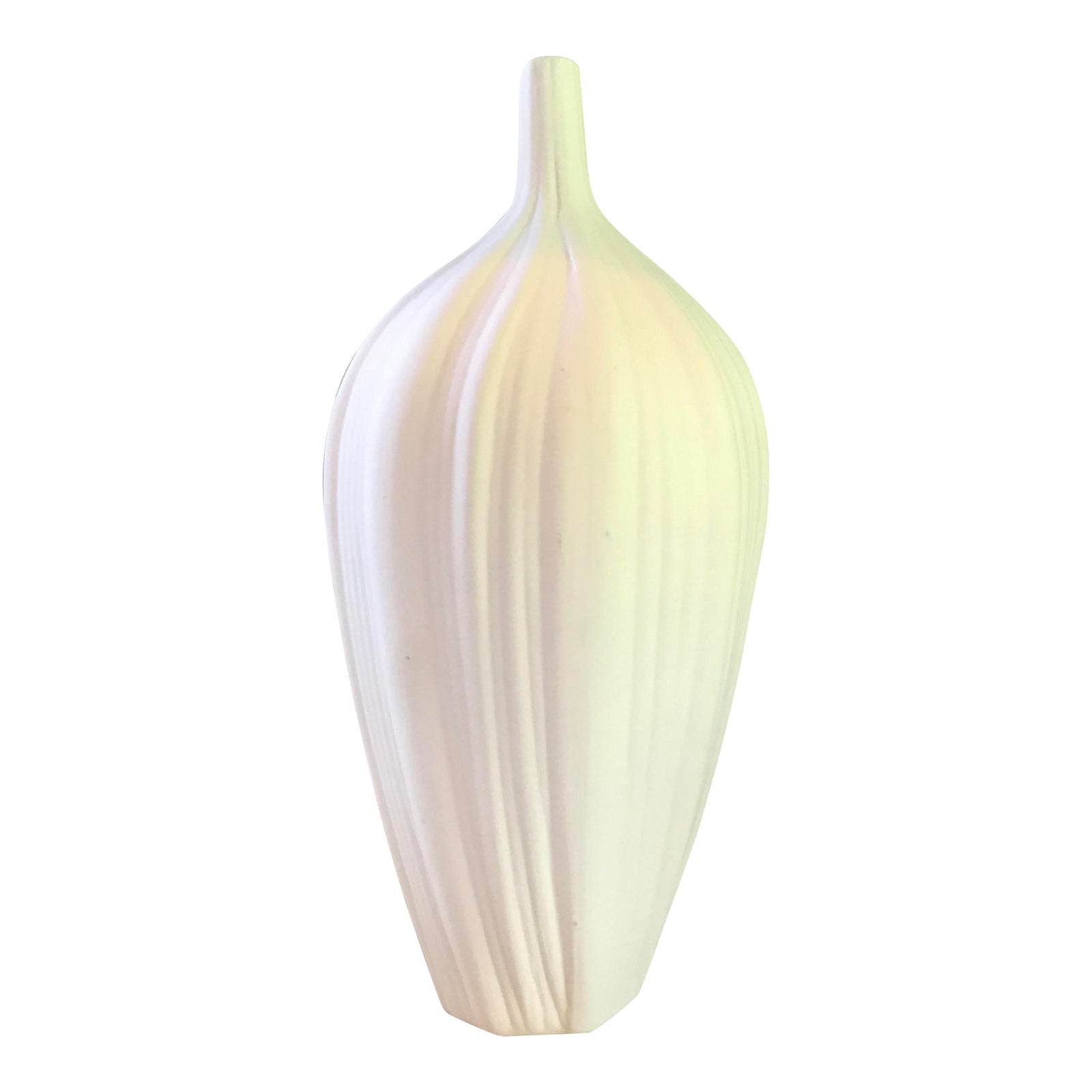 White Matte Stem Vase Chairish