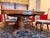 1990s Grand Traditional Italian Carved Pedestal Dining Table & 8 Damask Chairs - 9 Piece Set For Sale - Image 9 of 9