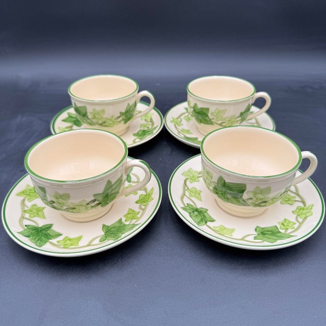 This listing is for 4 sets of cups and saucers (8 total pieces) Manufactured from 1948-1983 in California.