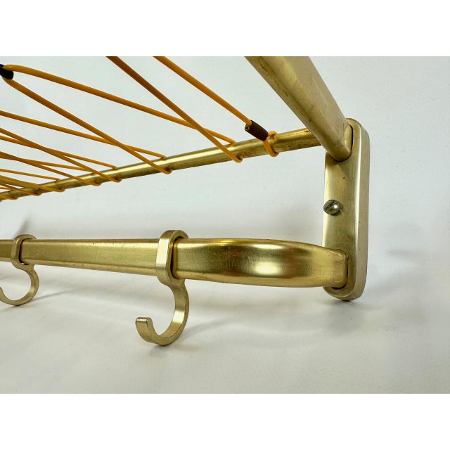 Metal Mid-Century Modern Aluminium and Brass Coat and Hat Rack, 1960s For Sale - Image 7 of 9