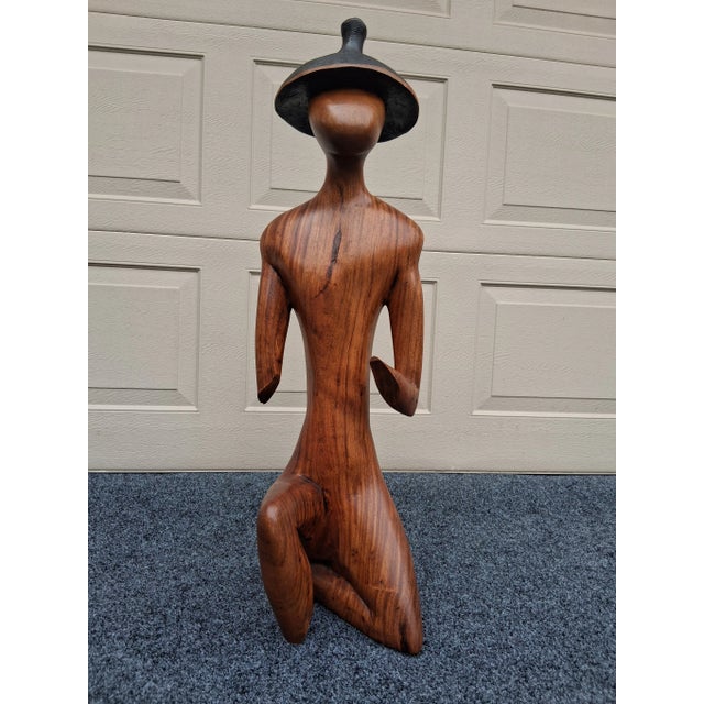 Vintage Minimalist Hand Carved Exotic Wood Sculpture For Sale - Image 17 of 17