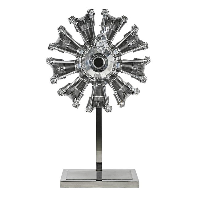 Polish Chrome-Plated and Stand-Mounted Aircraft Engine from WSK For Sale