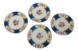 Vintage Gold Castle China Floral Design Plates S/4